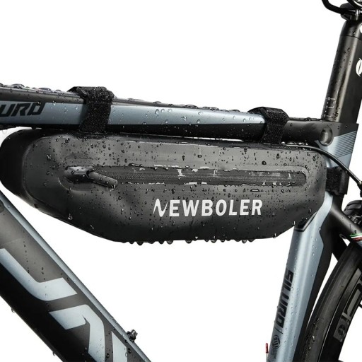 Zwarte fietsframe tas 36,5 x 10 x 5,5 cm Waterdichte PVC tas 2 l Grote inhoud Slijtvast Gemakkelijk te wassen