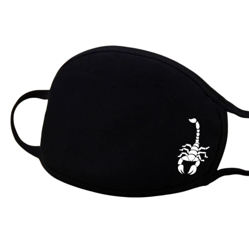 Zwarte katoenen winter warme halfgezichtsmasker Unisex verdikkende mondmasker met cartoon patroon schorpioen Bescherming tegen kou en wind