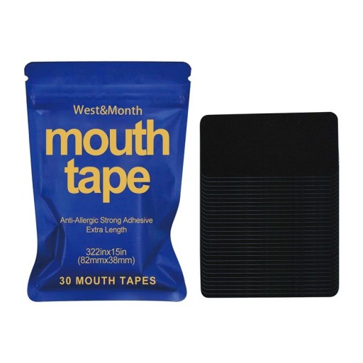 Zwarte mondtape voor ademhalingscorrectie, anti-snurkstrip, anti-allergiesticker voor het verbeteren van de slaapkwaliteit, 8,2 x 3,8 cm, 30 stuks