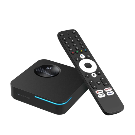 Zwarte TV box Android 12 streaming mediaspeler 4K 60fps 4+32GB WiFi 2.4G/5G Bluetooth Ethernet USB HDMI afstandsbediening