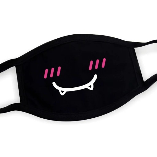 Zwarte unisex winter katoenen halfgezichtsmasker met een cartoon gezicht patroon Stofmasker Beschermend ademhalingsmasker