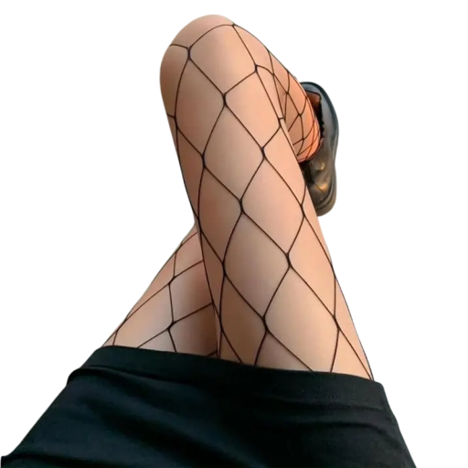 Zwarte visnetpanty&#39;s voor dames met grote elastische nylon mesh voor een feestelijk, opvallend modeaccessoire. Transparante kousen voor dames.