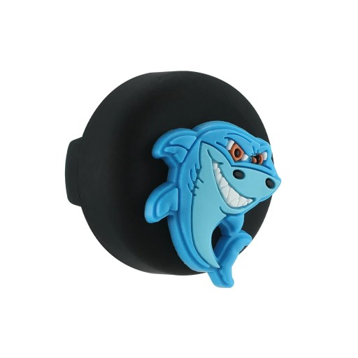 Zwarte waterdichte siliconen AirTag hoes met blauwe haai voor kinderschoenveters en schoenen GPS tracker accessoires 35x27x20mm