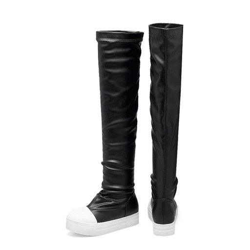 Zweifarbige Overknee-Stiefel für Damen