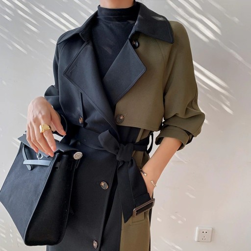 Zweifarbiger Trenchcoat für Damen