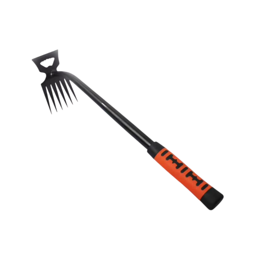 Zweiköpfiger Gartenkultivator zur Unkrautentfernung und Bodenbearbeitung 37 cm Edelstahl schwarz-orange Handwerkzeug mit 6 Zähnen