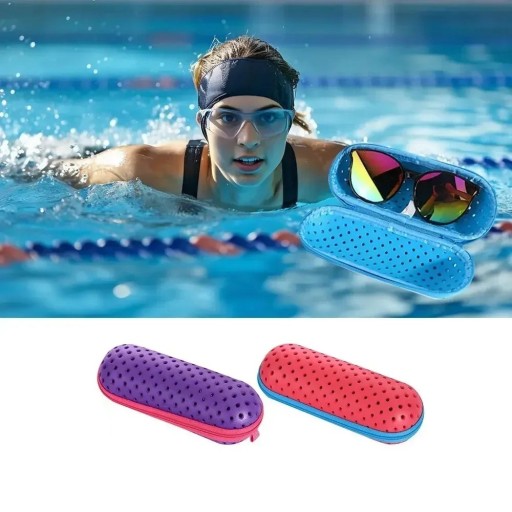 Zwembrilhoes 18,5 x 7,5 cm Gemaakt van EVA-schuim Beschermende harde hoes Rood of paars voor kinderen en volwassenen