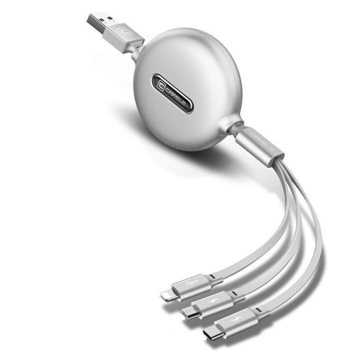 Zwijany kabel USB Lightning / Micro USB / USB-C