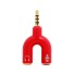3,5 mm-es jack 2x 3,5 mm-es fejhallgató-csatlakozó + mikrofon piros
