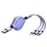 3in1 USB behúzható kábel lila