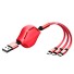 3in1 USB behúzható kábel piros