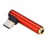 Adaptér 90° pro USB-C na 3,5mm jack / USB-C červená