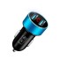 Adaptor auto LED 2x USB albastru