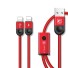 Adatkábel 2x Apple Lightning / USB piros