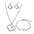 Ajándék szett női nyaklánchoz, fülbevalóhoz és szív alakú karkötőhöz ezüst