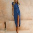 Asymetryczna sukienka damska - luźna niebieski