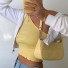 Asymetryczny top w prążki dla kobiet żółty