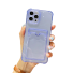 Átlátszó borító kártyatartó zsebbel iPhone 15 Plus készülékhez lila