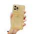 Átlátszó borító kártyatartó zsebbel iPhone 15 Plus készülékhez sárga