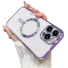Átlátszó borító MagSafe támogatással és kameravédelemmel iPhone 15-höz világos lila