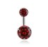 Bauchnabelpiercing mit zwei Steinen J3524 rot