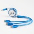 Behúzható USB kábel 3in1 kék