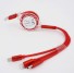 Behúzható USB kábel 3in1 piros