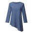 Bluză asimetrică cu dungi pentru femei albastru