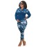 Bluză cu mâneci lungi pentru femei și pantaloni B1051 albastru
