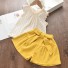 Bluză pentru fete și pantaloni scurți L1128 galben