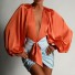 Bluză și fustă cu mâneci lungi pentru femei portocale