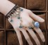 Bransoletka damska gotycka z pierścionkiem niebieski