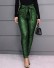 Brokatowe spodnie damskie z kokardą zielony