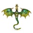 Brož ozdobený drak zelená
