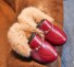 Buty zimowe dziewczyny z futrem czerwony
