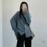 Cămașă oversize de damă P2451 albastru