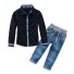 Cămașă și pantaloni pentru băieți L1700 albastru inchis
