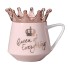 Cană din ceramică cu capac în formă de coroană roz