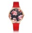 Ceas de dama cu cadran flori J3193 roșu