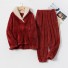 Ciepła piżama damska P3079 ciemnoczerwony