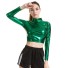 Crop-Top für Damen in Metallic-Optik grün