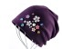 Czapka damska z kryształkami i kwiatami J3089 purpurowy