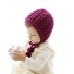 Czapka zimowa dziecięca z pomponami J1241 fioletowy