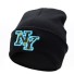 Czarna czapka zimowa z napisem NY niebieski
