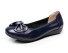 Damen-Ballerinas aus Leder mit Schleife J2819 dunkelblau