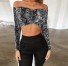 Damen Crop Top mit freiliegenden Schultern A820 1