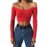 Damen Crop Top mit freiliegenden Schultern B68 rot