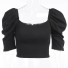 Damen-Crop-Top mit gerafften Schultern A1043 schwarz