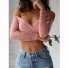 Damen-Crop-Top mit großem Ausschnitt A1217 rosa