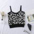 Damen-Crop-Top mit Leopardenmuster A1082 schwarz